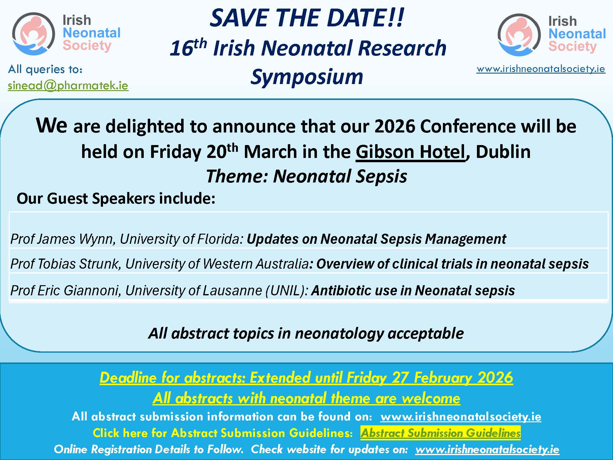 Neonatal Research Symposium - Save the Date Poster 2026
